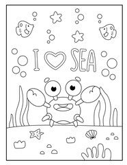 Crab coloring pages for kids