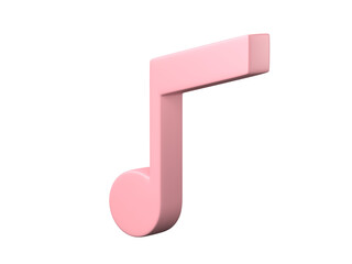 Music note icon 3D render.