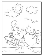 Crab coloring pages for kids