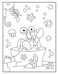 Crab coloring pages for kids