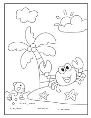 Crab coloring pages for kids