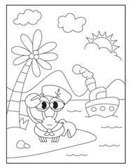 Crab coloring pages for kids