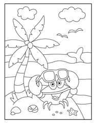 Crab coloring pages for kids