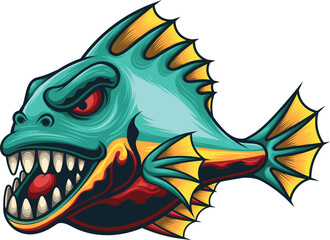 Vector illustration of piranha mascot