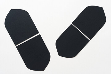 shields as banner shapes on blank paper