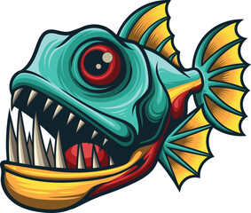 Vector illustration of piranha mascot