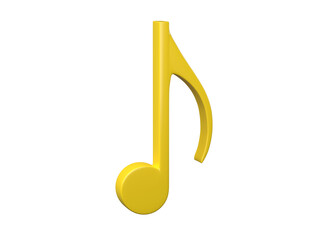 Music note icon 3D render.
