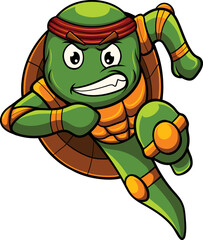 turtle cartoon character with ninja pose © harrisaputra