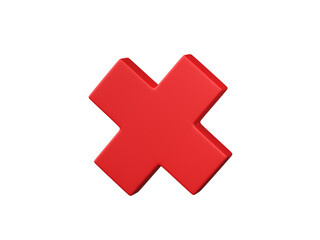 Obraz premium Wrong mark icon 3D render.