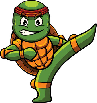 turtle cartoon character with ninja pose