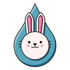 Happy chinese new year 2023. Cute water rabbit cartoon character design. Year of water rabbit zodiac.