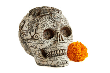 Cráneo decorado para la celebración de día de muertos en México