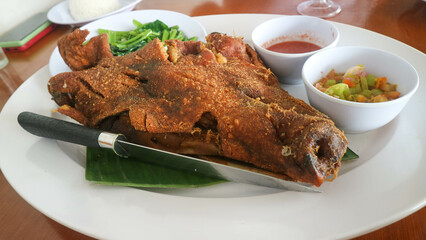 Very good and delicious fried pork head