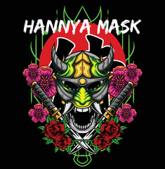 vector illustration of japanese hannya mask