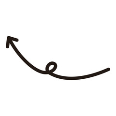 くるんと曲がった手描き矢印のイラスト
