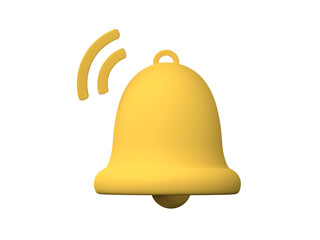 Notification bell icon 3D render.