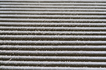HVAC filter needs to be replaced, Dirty old filter with dust. Dirty Air filter for home central air...