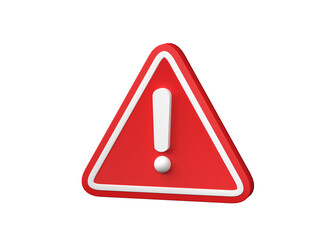 Warning symbol 3D render.