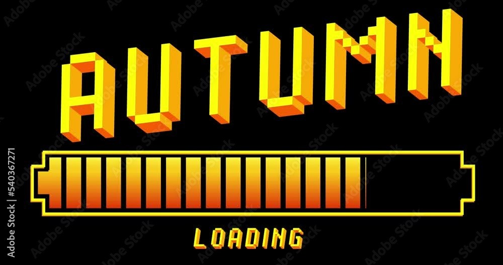 Poster autumn text with loading, downloading, uploading bar indicator. download, upload on computer screen.