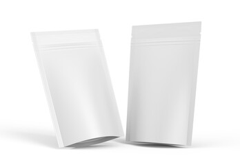 Matte Paper food pouch bag  packaging isolated on white 3d rendering