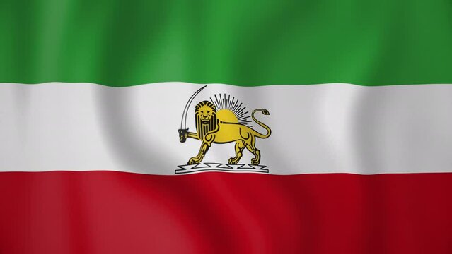 Flag of the Imperial State of Iran with standardized Lion and Sun. Seamless loop
