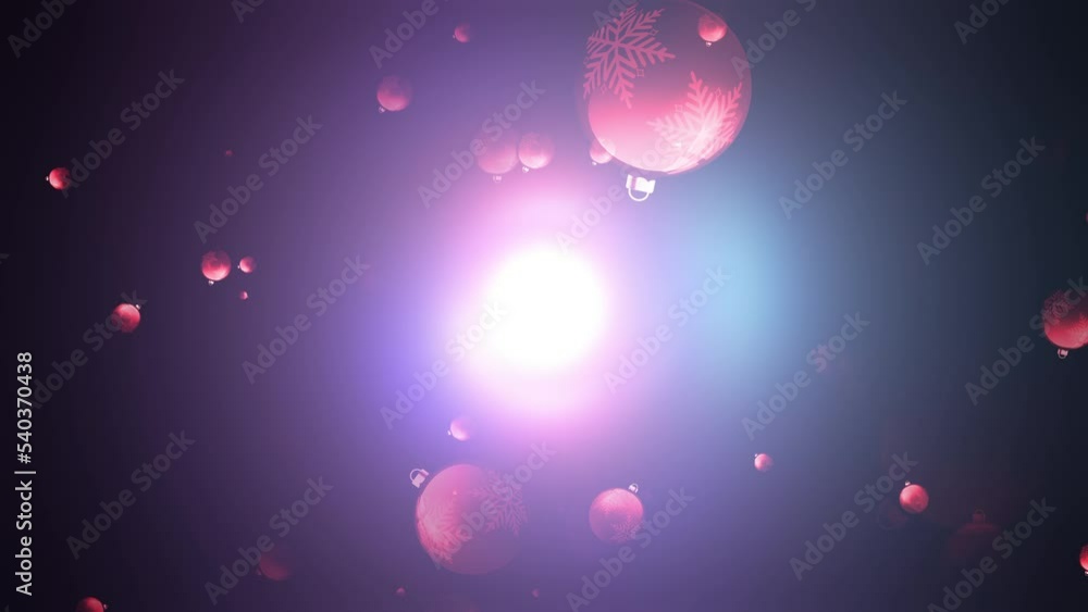 Poster abstract seamless loop beautiful red christmas balls ornaments on colorful multicolor radial gradien