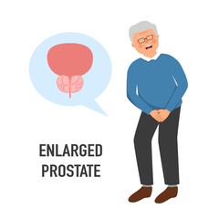 Enlarged prostate gland symptom concept vector illustration on white background.