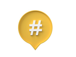 Obraz premium Hashtag in speech bubbles 3D render.