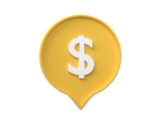 Obraz premium Dollar symbol in speech bubble 3D render.