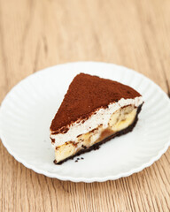 Banoffee pie, banana and caramel with biscuit and fresh cream