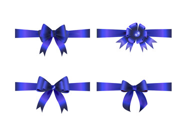 blue gift bows Decorative bow, 3d  set