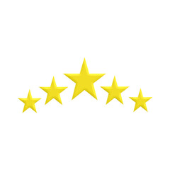 5 yellow curved stars illustration png