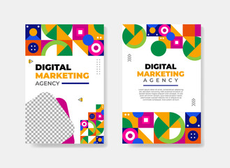 Geometric shapes colorful cover design template for corporate