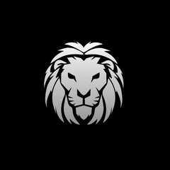 Illustration vector graphic of template logo head face lion silver color
