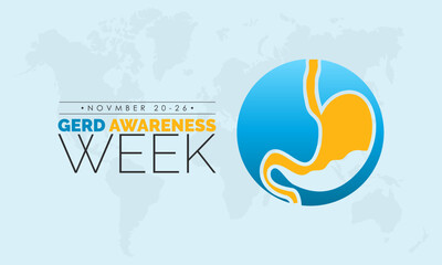 Vector illustration design concept of GERD(Gastroesophageal Reflux Disease) Awareness Week observed on Novmber 20-26