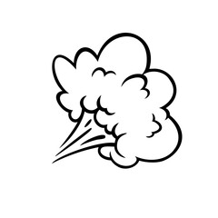 Comic boom effect clouds. Set of explosion bubbles and smoke. Vector illustration isolated on white background