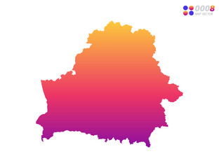Fototapeta premium Vector bright colorful gradient of Belarus map on white background. Organized in layers for easy editing.