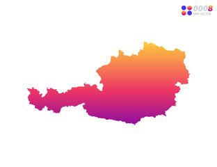 Naklejka premium Vector bright colorful gradient of Austria map on white background. Organized in layers for easy editing.