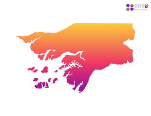 Vector bright colorful gradient of Guinea Bissau map on white background. Organized in layers for easy editing.