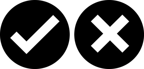check mark and Cross mark icon vector, check mark and Cross mark sign and symbol vector Design on white background..eps