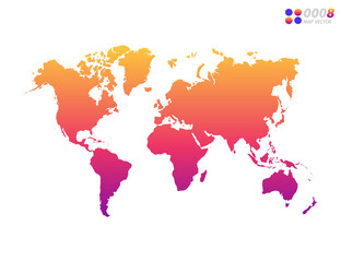 Vector bright colorful gradient of World map on white background. Organized in layers for easy editing.