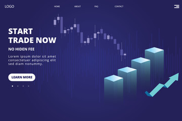 business graph with arrow stock market