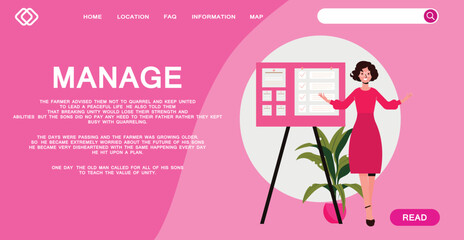 Event management web banner or landing page.