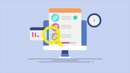 SEO software tool scrutinizing website link profile analysis and backlink checker concept.