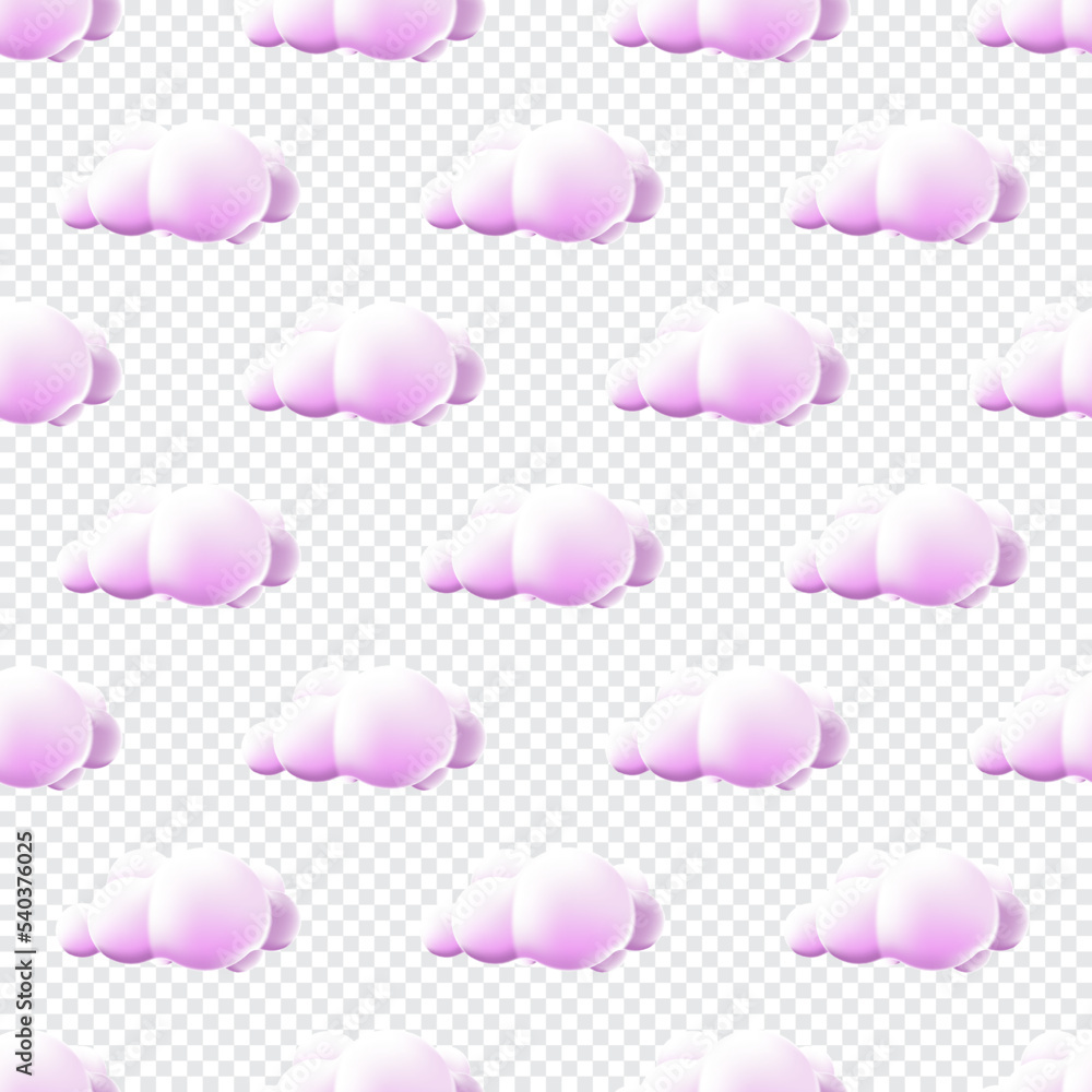 Poster seamless pattern with clouds. cute clouds pattern. cartoon clouds background pink sky seamless patte
