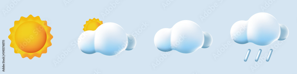Poster set of 3d weather. icon set cloud weather. weather forecast realistic 3d icon template collection. 3