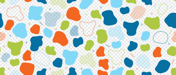 Abstract blob seamless pattern. Abstract blotch shape. Liquid shape elements. Fluid dynamical colored forms banner. Liquid shape elements. Vector illustration