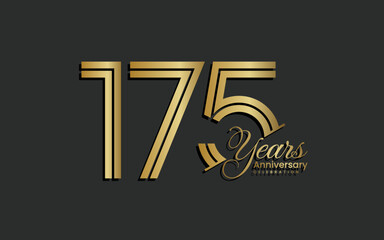 175th Anniversary logotype. Anniversary Celebration template design with gold color for celebration event, invitation, greeting, web template, flyer, banner, double line logo, vector illustration
