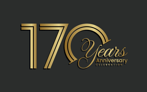 170th Anniversary logotype. Anniversary Celebration template design with gold color for celebration event, invitation, greeting, web template, flyer, banner, double line logo, vector illustration