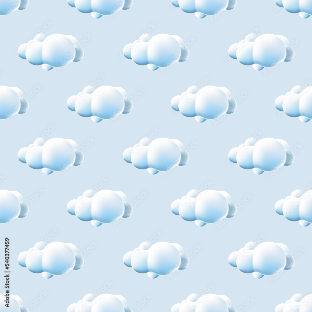 Poster seamless pattern with clouds. cute clouds pattern. cartoon clouds background blue sky seamless patte